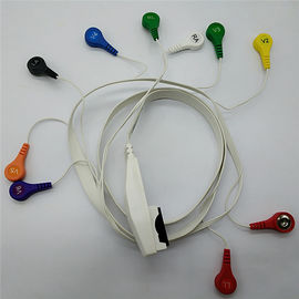 White 10 Lead Holter ECG Cable High Performance Customized Length 61.5g Weight